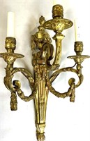 EXCEPTIONAL PAIR OF GILT BRONZE WALL SCONCES
