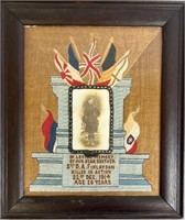 COMMEMORATIVE WWI WOOLWORK PICTURE