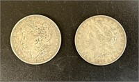 1879 AND 1882 AMERICAN MORGAN SILVER DOLLARS