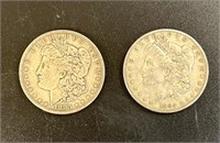 1883 AND 1884 AMERICAN MORGAN SILVER DOLLARS