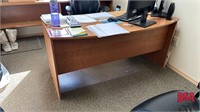 Wood Desk, Office Chair and Stand