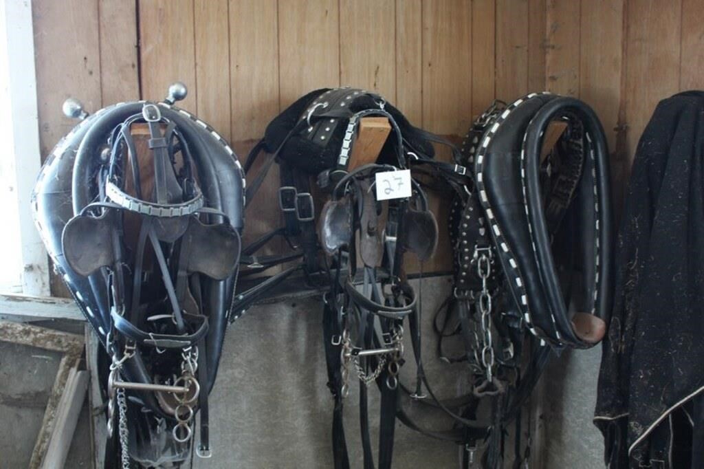 Double set of heavy horse harness