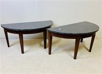 GREY MARBLE TOP DEMI LUNE TABLES