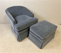 UPHOLSTERED LOW ARMCHAIR & OTTOMAN
