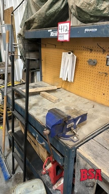 MasterCraft Workbench with vise, small ladder,
