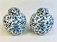 2 CHINESE BLUE & WHITE PORCELAIN GINGER JARS