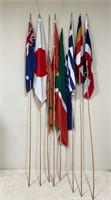 8 VINTAGE NATIONAL FLAGS