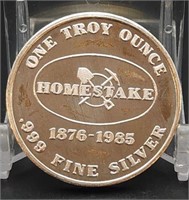 Homestake Gold Mine 1 Troy Oz. .999 Silver Round