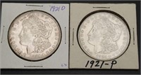 2 -1921 Morgan Dollars D&P