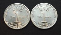 2 - One Troy Ounce .999 Fine Silver Coins