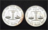 2 - One Troy Ounce .999 Fine Silver Trade Units