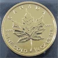2010 CANADA $10 GOLD MAPLE LEAF 1/4 OZ 999 GOLD
