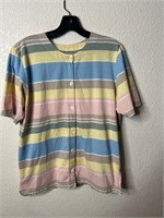 Vintage Striped Button Up Blouse Shirt