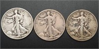 3 - 1933-S Walking Liberty Half Dollars