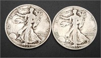 2 - 1935 Walking Liberty Half Dollars