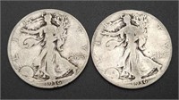 2 - 1936 Walking Liberty Half Dollars (1-D)