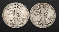 2 - Walking Liberty Half Dollars, 1934, 1935