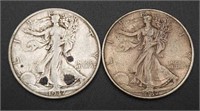 2 - 1937 Walking Liberty Half Dollars