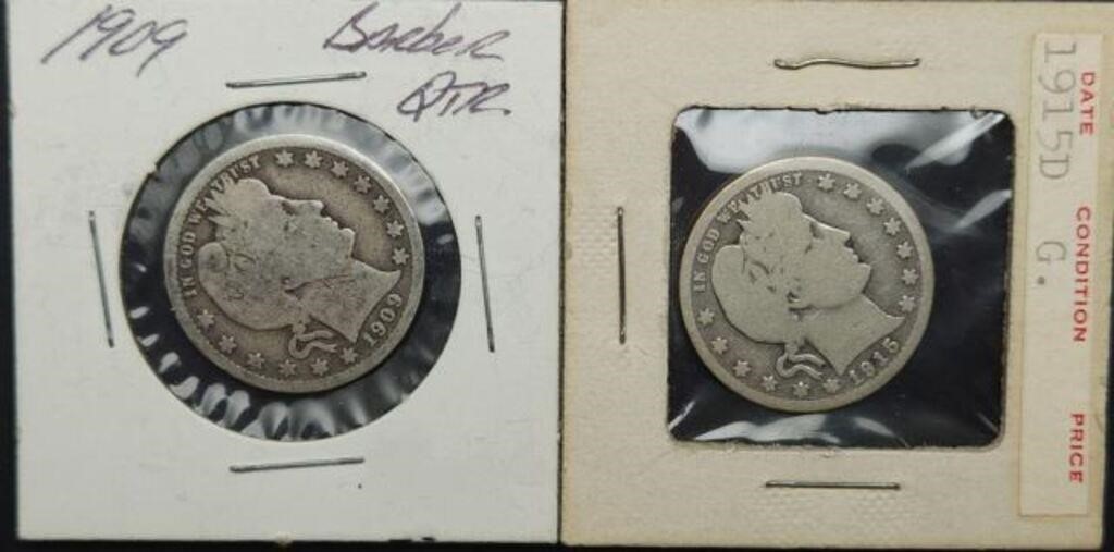 2 - Barber Quarters 1909, 1915-D