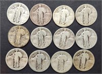 12 - Standing Liberty Quarters - Various Years