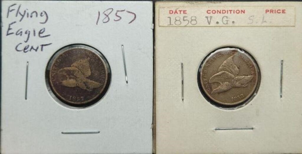 2 - Flying Eagle Cents 1875, 1858