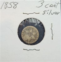 1858 Three Cent Silver Coin