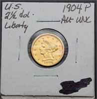 1904 Liberty Gold Quarter Eagle $2.50 Coin