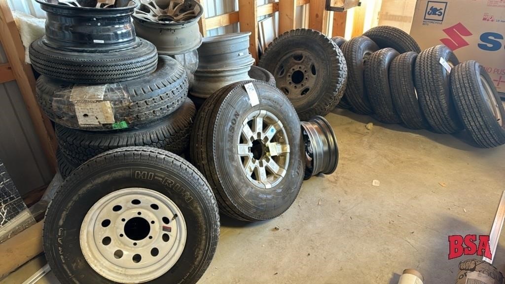 Assortment of tires and rims