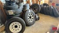 Assortment of tires and rims