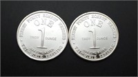 2 - One Troy Oz.  .999 Fine Silver Coins