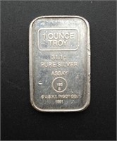 1 Troy Ounce .999 Silver Bar