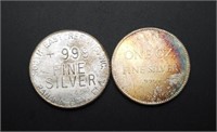 2 - One Troy Oz.  .999 Fine Silver Coins