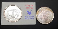 2 - One Troy Oz.  .999 Fine Silver Rounds