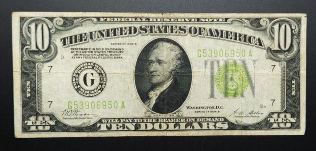 1928 B Series $10 Federal Reserve Gold Note