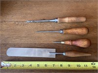 Vintage Wood Handled Tools Lot of 4