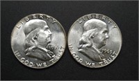2 - 1963 Franklin Half Dollars UNC
