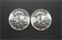 2 - 1962 Franklin Half Dollars UNC