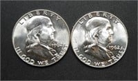 2 - 1962 Franklin Half Dollars UNC