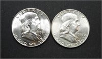 2 - Franklin Half Dollars UNC 1961, 1963