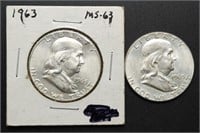 2 - 1963 Franklin Half Dollars