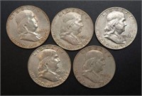 5 - 1963 Franklin Half Dollars