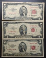2 - 1953 $2 Red Seal Federal Reserve Notes