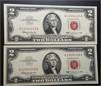 2 - 1963 $2 Red Seal Federal Reserve Notes