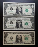 7 - $1 Green Seal Federal Reserve Notes