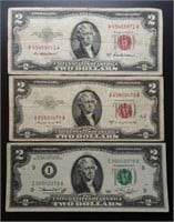 3 - $2 Federal Reserve Notes