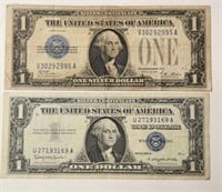 2 - $1 Silver Certificates 1928, 1957