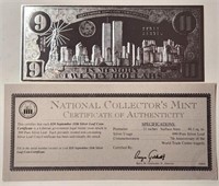 $20 September 11th Silver Leaf Coin Certificate