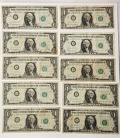 10 - 1963 $1 Federal Reserve Barr Notes