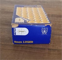50 Round Box PMP 9mm Luger Ammo