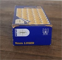 50 Round Box PMP 9mm Luger Ammo